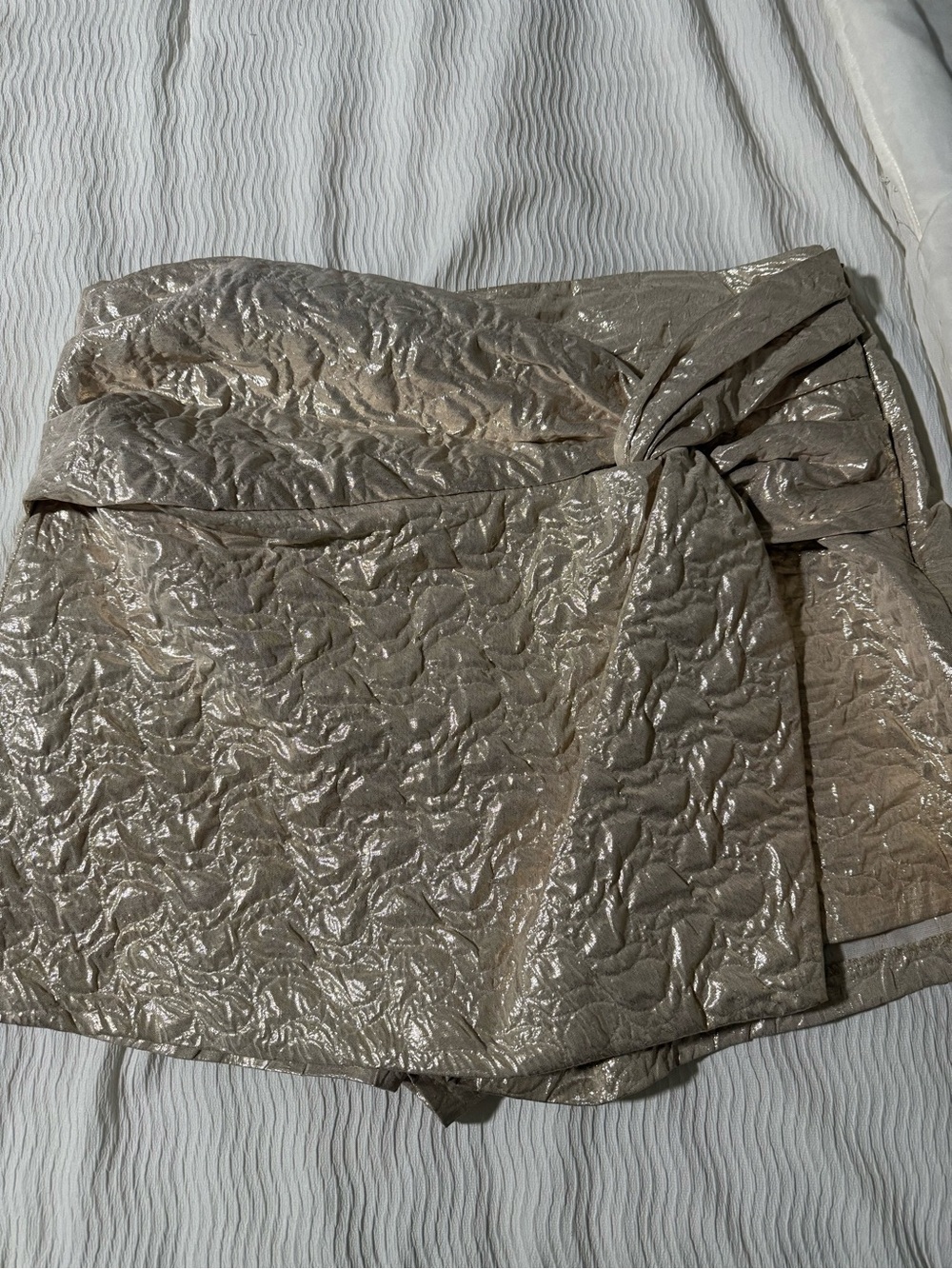 Zara Metallic Taupe Mini Skirt